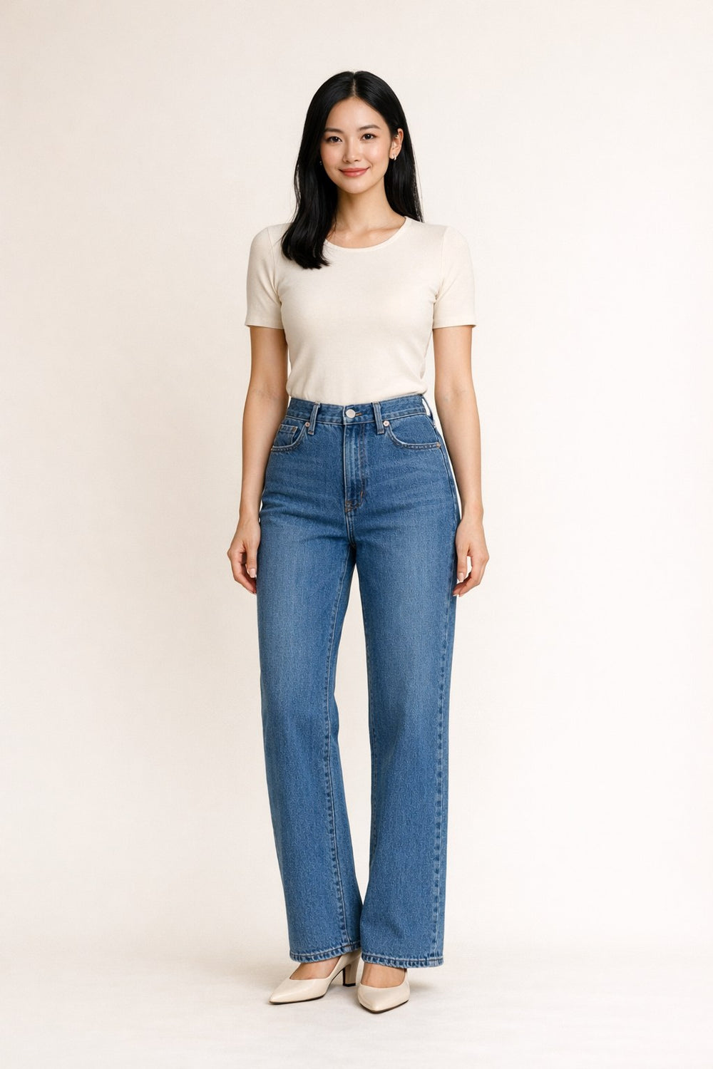 High-Waist Straight Jeans