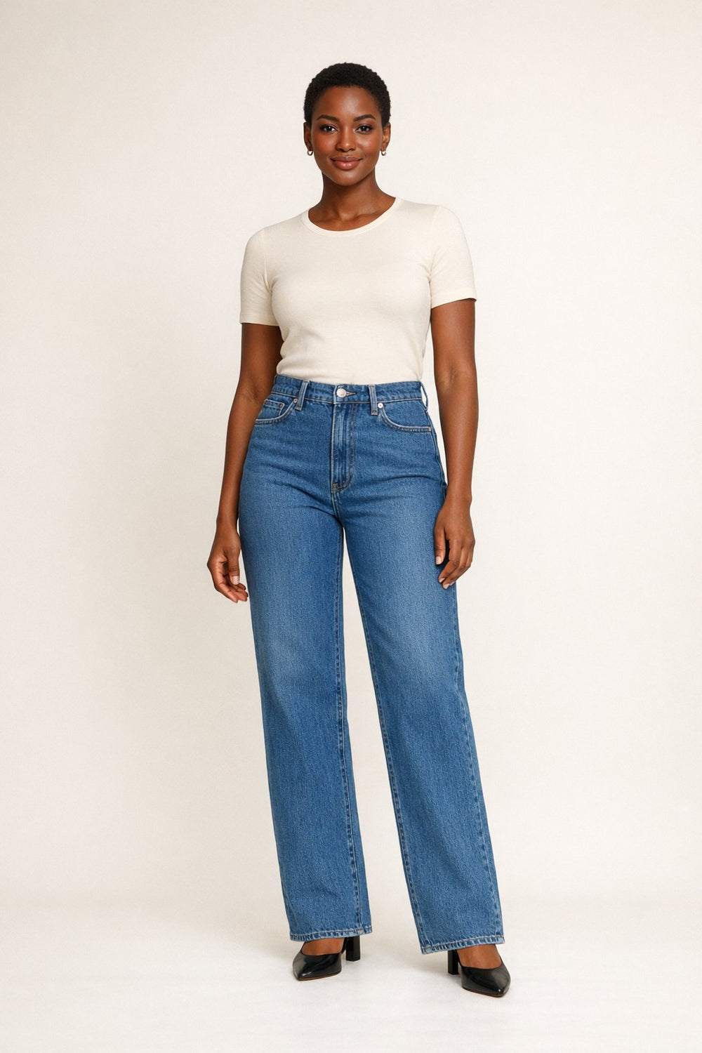 High-Waist Straight-Leg Jeans