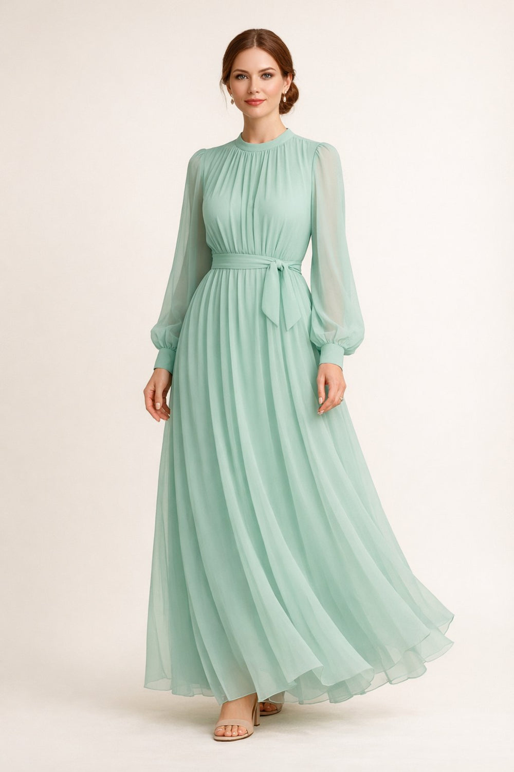 Mint Green Chiffon Maxi Dress