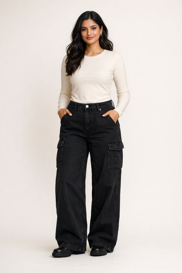 Black Baggy Cargo Jeans
