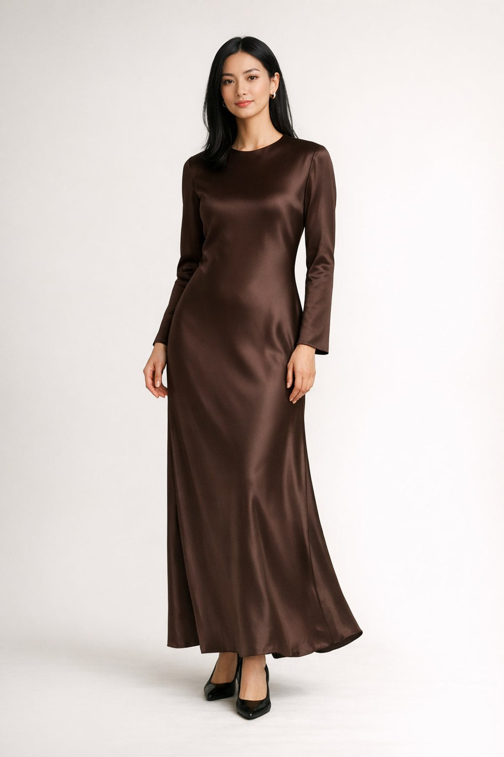 Chocolate Brown Satin Slip Dress