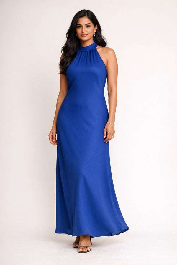 Cobalt Blue Halter Slip Dress