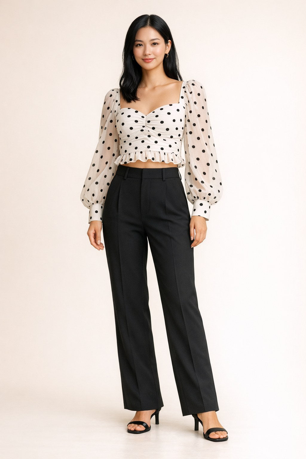 Coquette Polka-Dot Crop Top