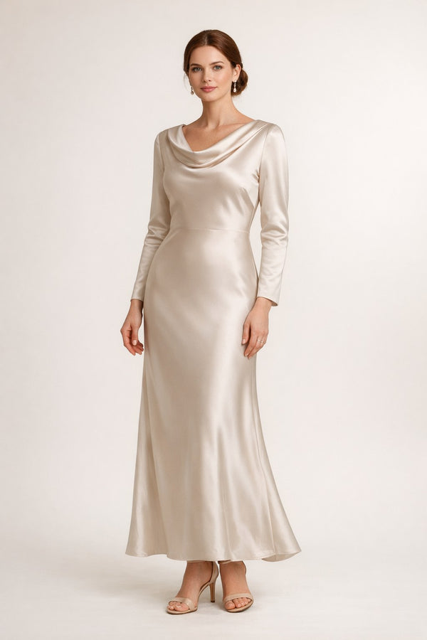 Cowl-Neck Satin Slip Dress