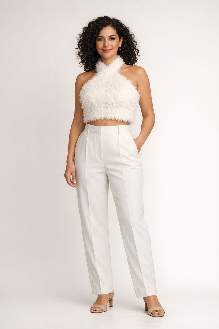 Fluffy Halter-Neck Crop Top