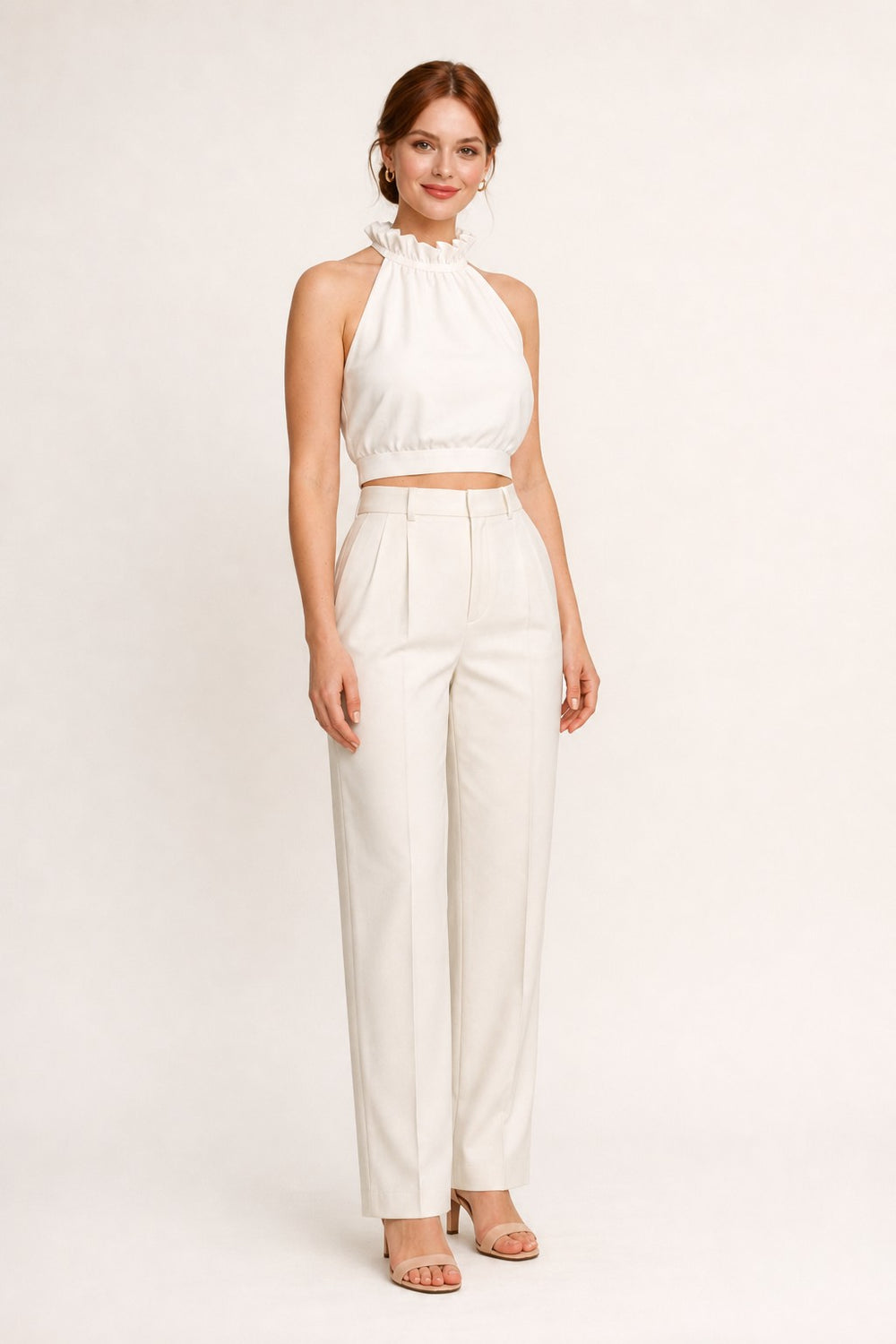 Mintrove AI supplemental | frill-trim-halter-crop-top | three-quarter-left | b6347b19c542