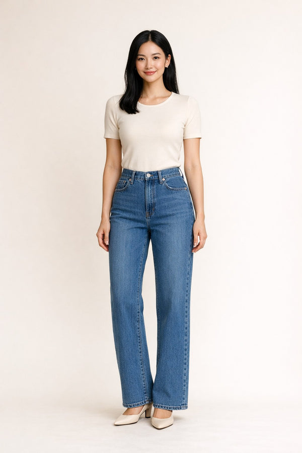 High-Waist Straight Jeans