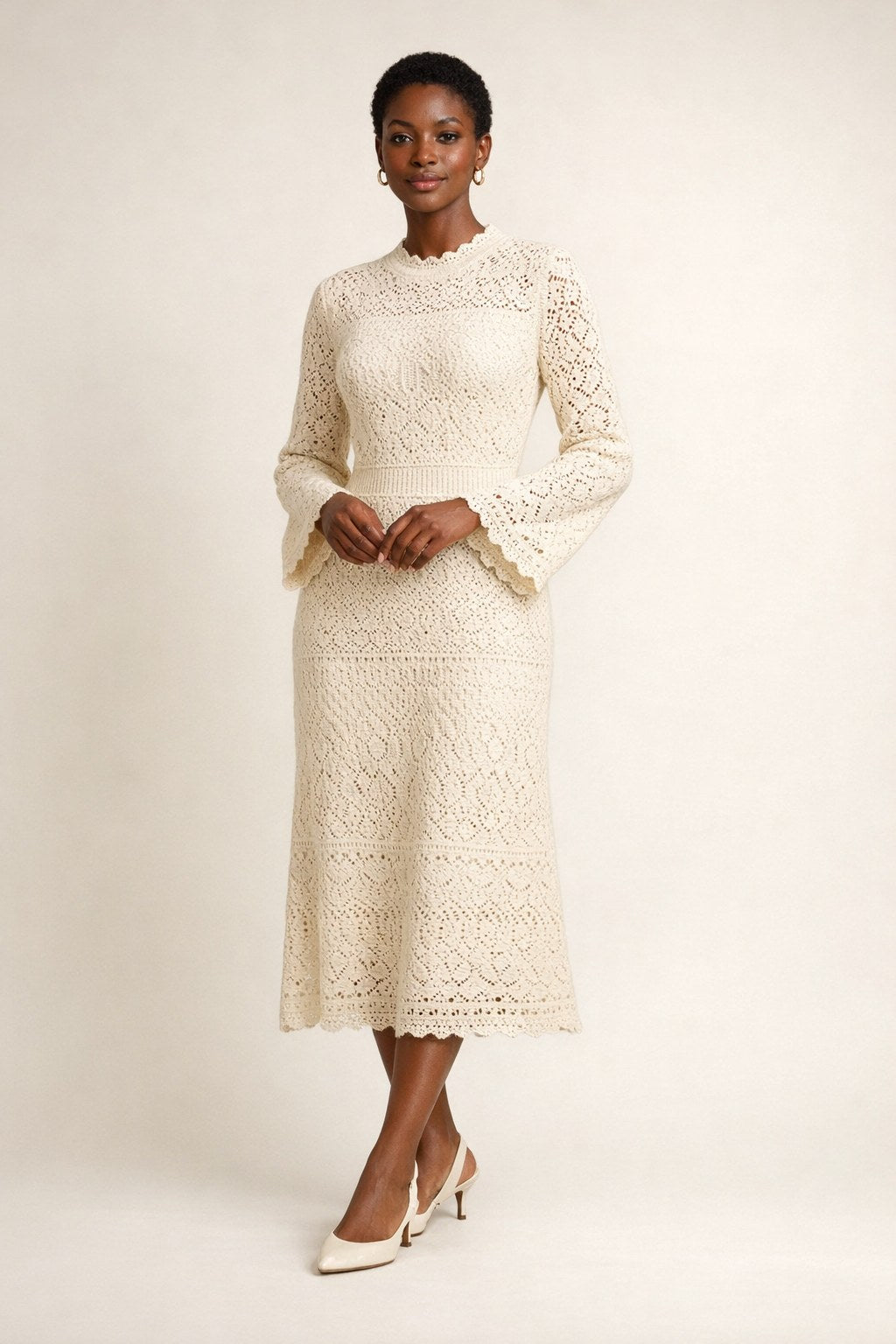 Korean Crochet Knit Midi Dress