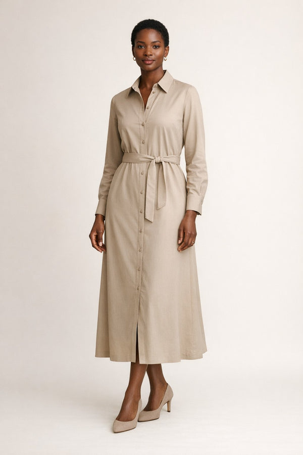 Long-Sleeve Button Shirtdress