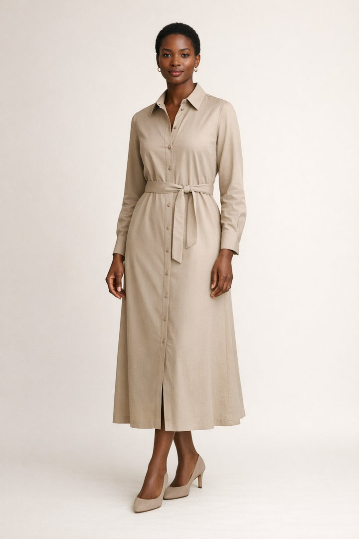 Long-Sleeve Button Shirtdress
