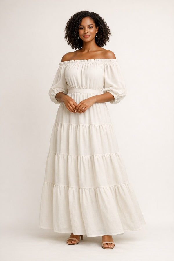 Off-Shoulder Tiered Maxi Dress