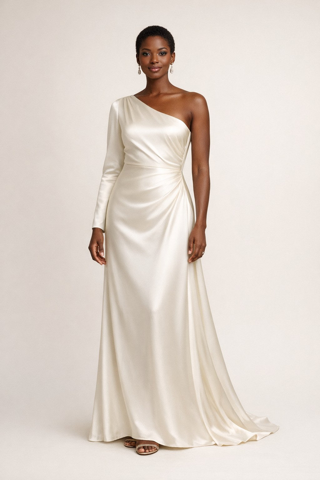 One-Shoulder Satin Gown