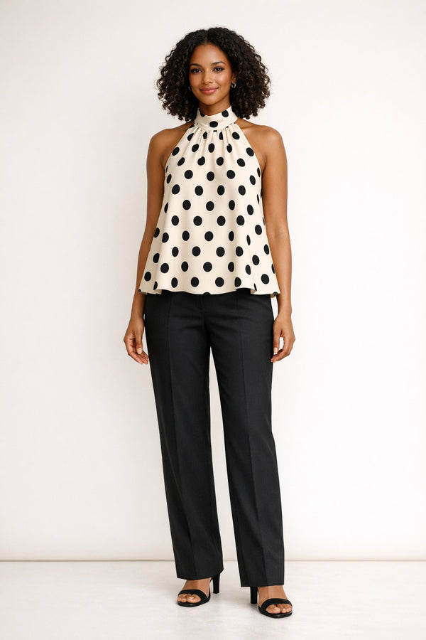 Polka-Dot Halter Babydoll Top