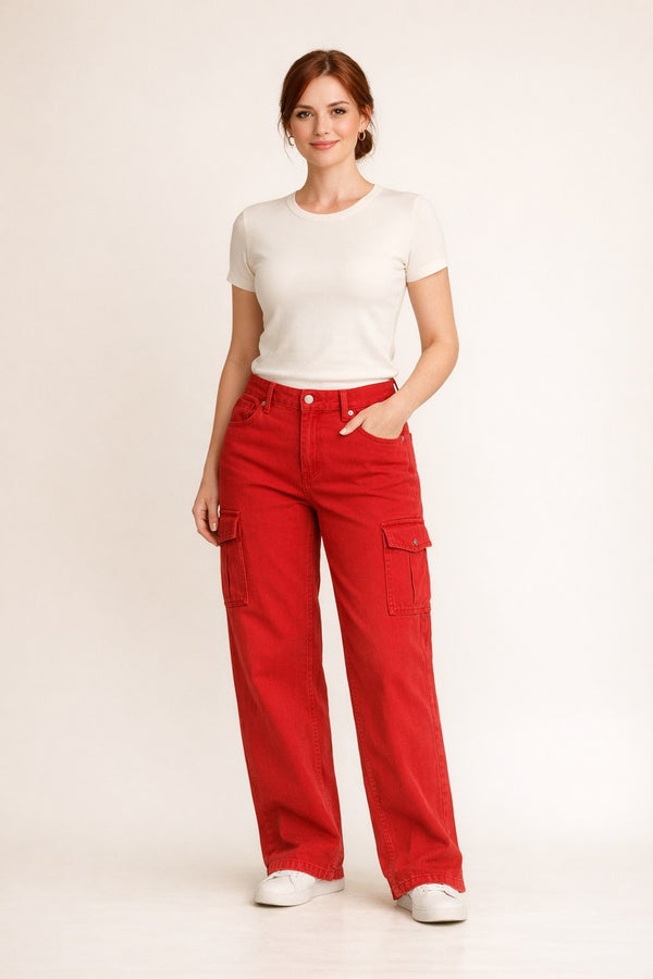 Red Cargo Jeans