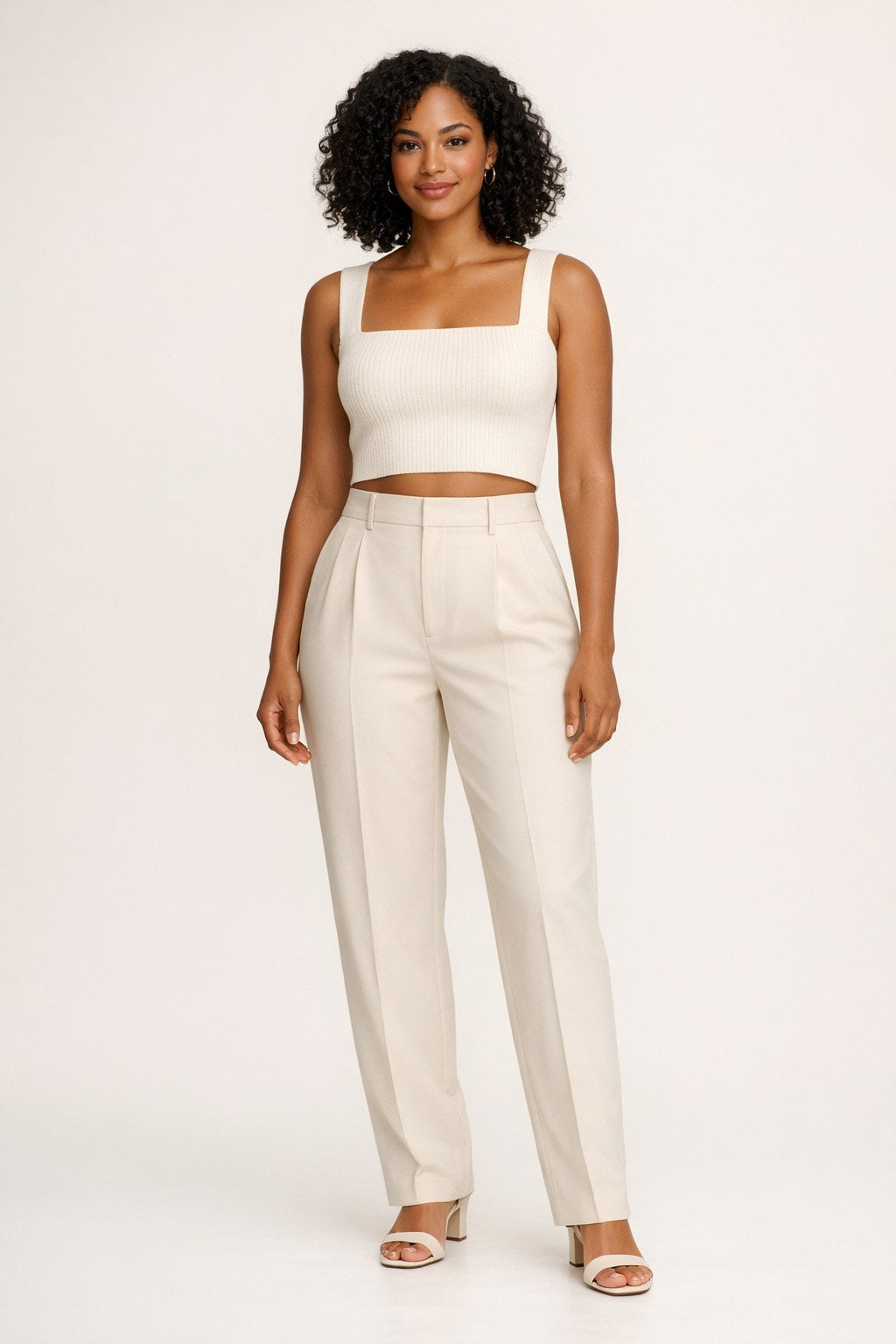 Ribbed Square-Neck Crop Top