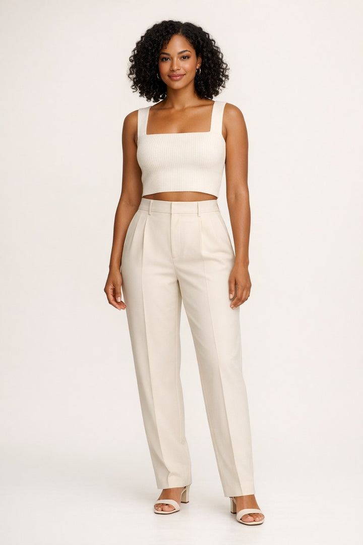 Ribbed Square-Neck Crop Top