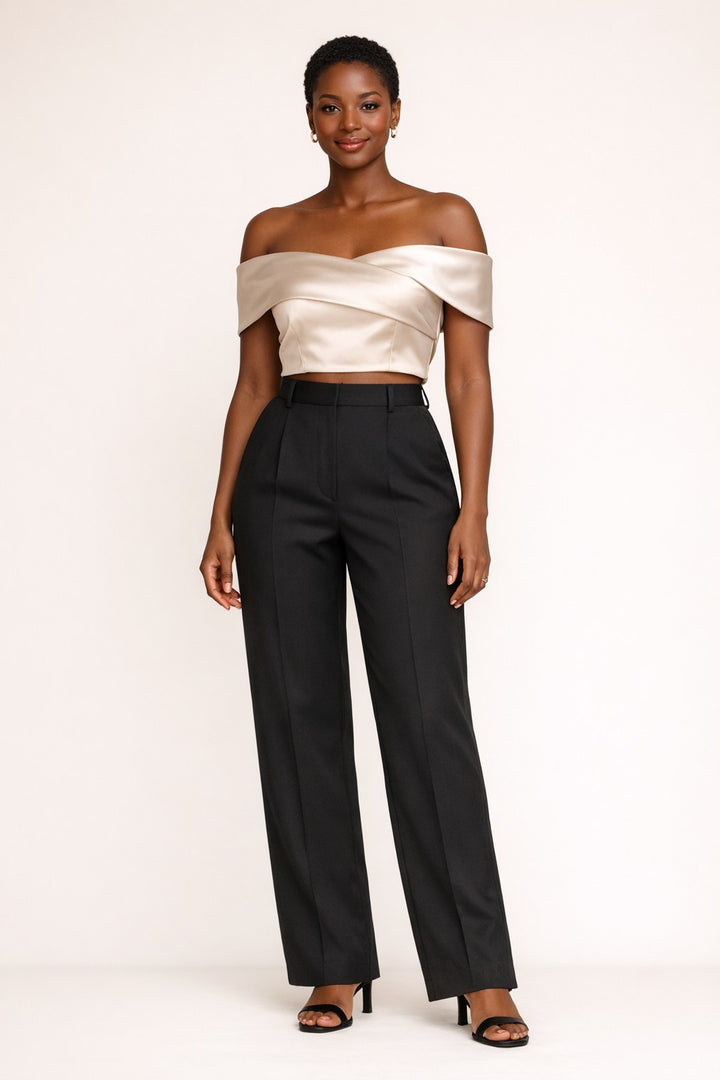 Silky Off-Shoulder Crop Top